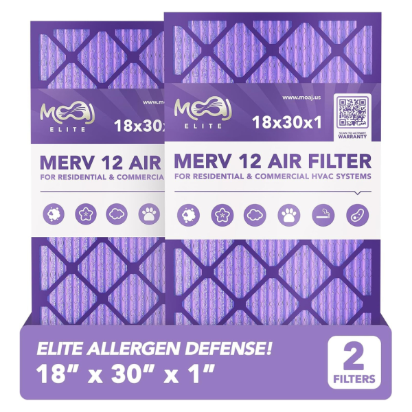 2-Pack 18x30x1 MERV 12 Air Filter For AC & Furnace Applications Sale
