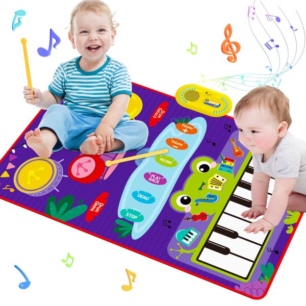 2 in 1 Musical Toys Toddler Piano & Drum Mat with 2 Sticks For Discount