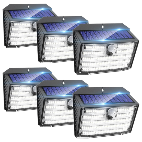 6-Pack Wireless 126 LED Motion Sensor Security Solar Lights With 3 Modes Fashion