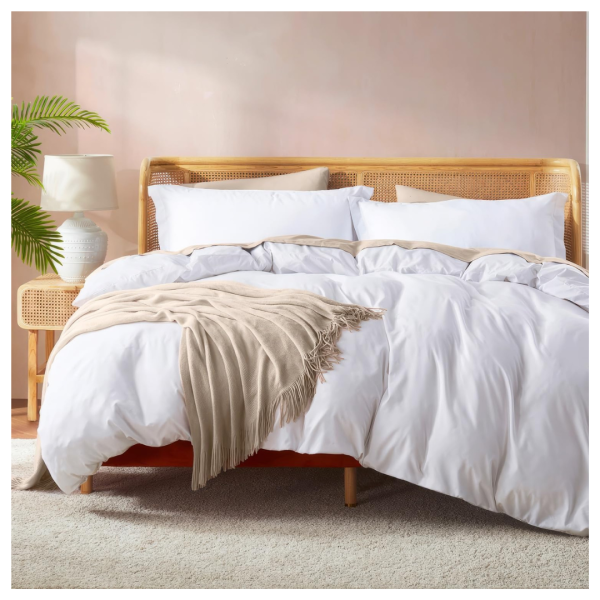3-Piece Nestl Soft Double Brushed White Duvet Cover Set (Queen) Fashion