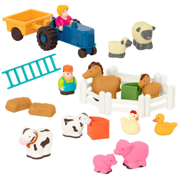Battat Farm Animal Play Set – 25 Toy Farm Animals, Fences, Farmers, Tractor, Trailer & More Online Sale