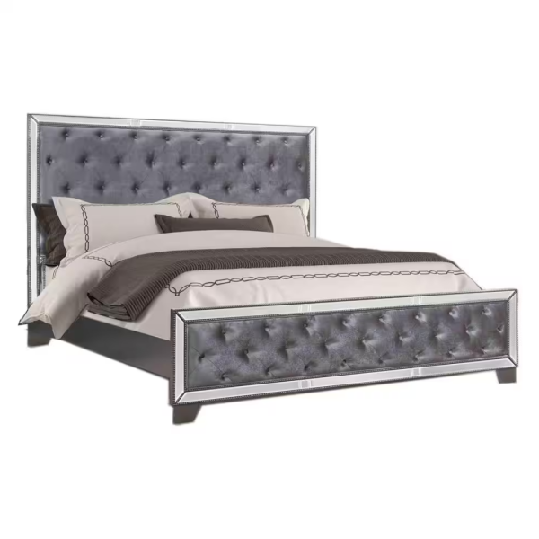 Best Master Furniture Queen Size Tufted Mirrored Upholstered Bed Online