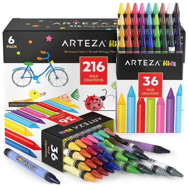 216-Count (6pk x 36ct) Arteza Kids Toddler Crayons For Cheap