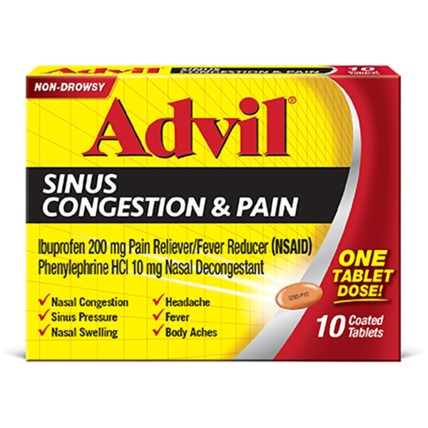 Advil Sinus Congestion And Pain 10 Coated Tablets Sale
