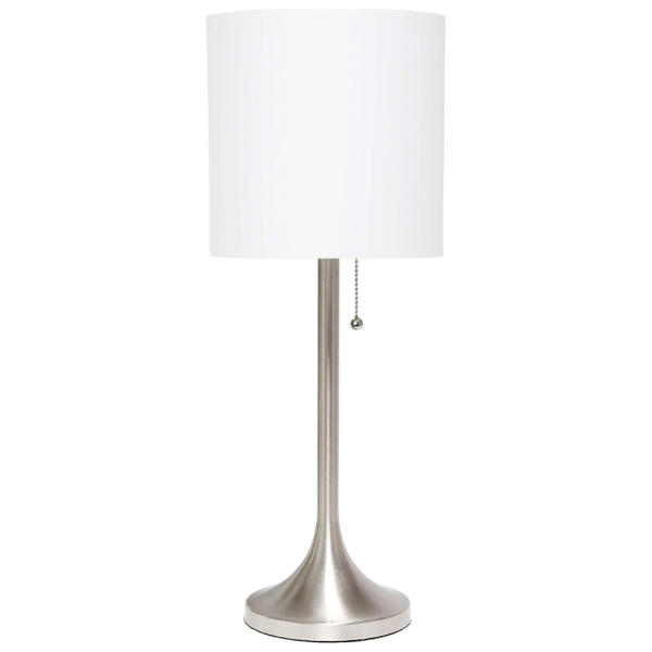 Simple Designs LT1076-BNW Tapered Fabric Drum Shade Table Lamp Fashion
