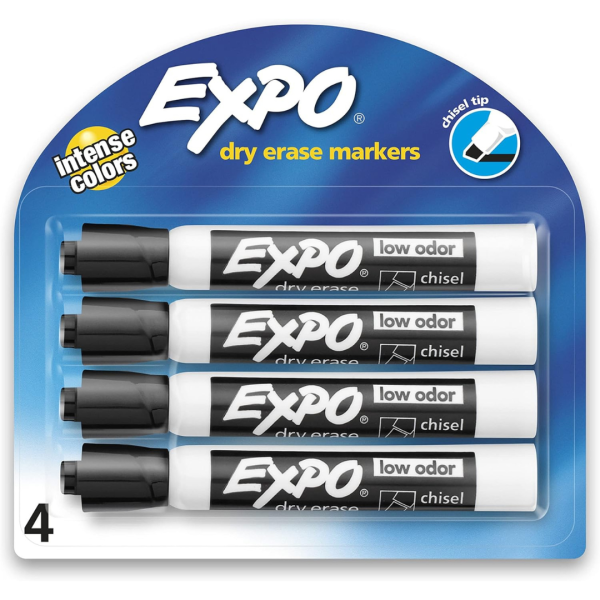 4-Count EXPO 80661 Low-Odor Dry Chisel Tip Erase Markers Online Hot Sale