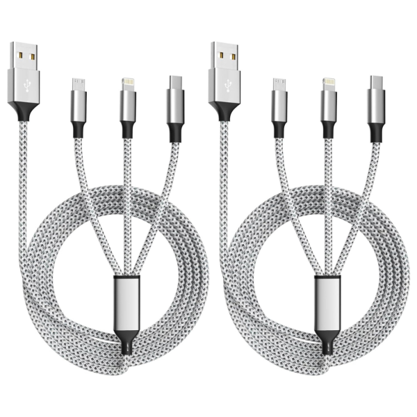 2-Packs Idison 4ft 3-in-1 Nylon Braided Type-C Charging Cables Online