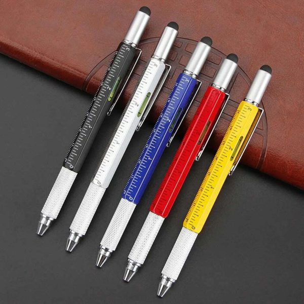 6 In1 Multi-Function Ballpoint Pen 1PC Modern Handheld Tool Measure Technical Ruler Screwdriver Touch Screen Stylus Spirit Level Online - Image 4