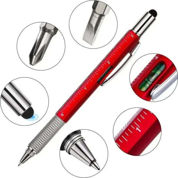 7-in-1 Multifunctional Screen Touch Ballpoint Pen Capacitive Pen with Screwdriver Scale Level Pens Gadgets Construction Tools Sale - Image 5