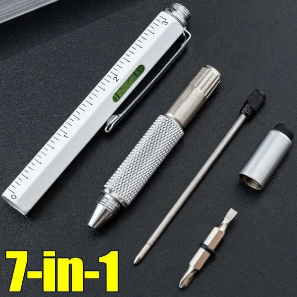 7-in-1 Multifunctional Screen Touch Ballpoint Pen Capacitive Pen with Screwdriver Scale Level Pens Gadgets Construction Tools Sale