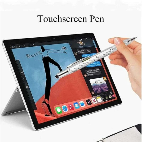 7-in-1 Multifunctional Screen Touch Ballpoint Pen Capacitive Pen with Screwdriver Scale Level Pens Gadgets Construction Tools Sale - Image 2